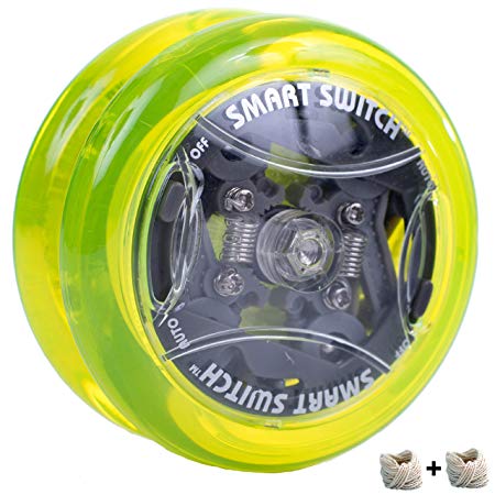 Yomega Power Brain XP yoyo - responsive professional yoyo with Smart Switch which enables Players to Choose Between auto-Return and Manual Styles of Play.   Extra 2 Strings & 3 Month Warranty (Yellow))