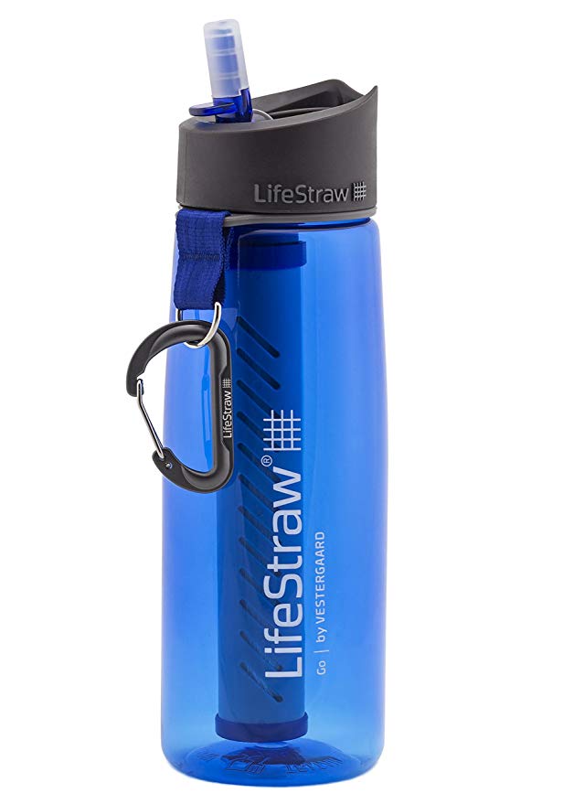 LifeStraw® Go 2-Stage - Water Filter Bottle with Integrated Filter Straw. Removes Bacteria & Protozoa. Active Carbon Reduces Chemicals & Bad Taste