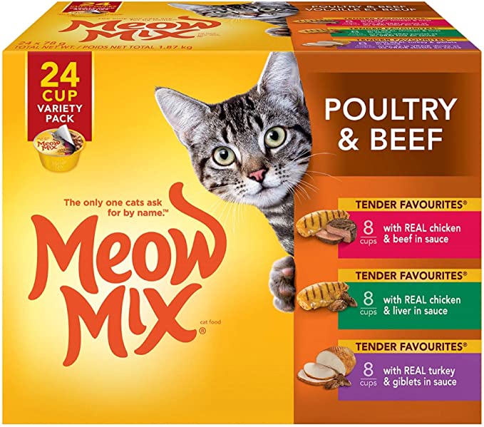 Meow Mix Tender Favourites Poultry & Beef Cat Food 24 Pack