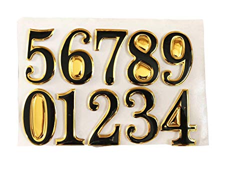 SystemsEleven GOLDEN / BLACK STICKY PROPERTY NUMBERS set for lockers doors house office bins