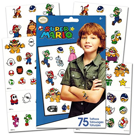 Super Mario Temporary Tattoos - 75 Ct