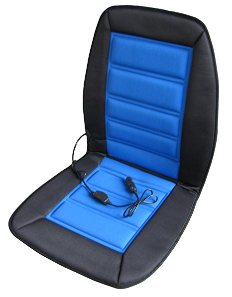 ABN Heated Car Seat Cushion 12V Adjustable Temp in Blue/Black, Heated Chair Cover for Vehicle, RV, or Office Chair