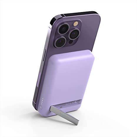 Belkin Boost↑Charge™ Wireless Power Bank 5K w/MagSafe Compatible 7.5W Charging, Included Pop-up Kickstand - Compatible w/iPhone 14, 14 Plus, 14 Pro, 14 Pro Max, 13, 13 Mini, AirPods and More - Purple