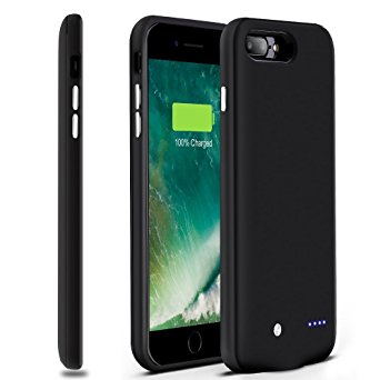 iPhone 7 Plus Battery Case, Sgrice Ultra-Slim (0.52 in) Lightweight(3.9oz) Portable Charger iPhone 7 Plus (5.5 inch)4880mAh w/ Lighting Port Charging Case Extended Battery Pack Power Cases-Black