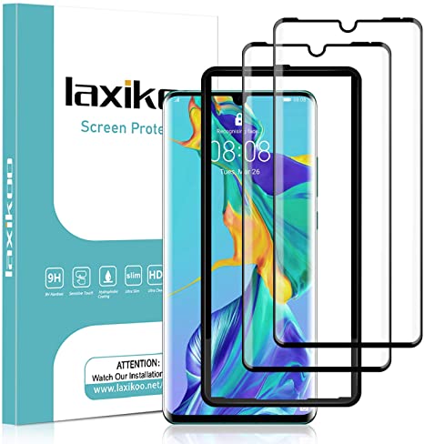 laxikoo Tempered Glass for Huawei P30 Pro, [2 Pack] 3D Full Coverage Screen Protector Huawei P30 Pro New Edition [Easy Installation Frame] Case Friendly 9H Hardness Bubble Free Glass Screen Protector