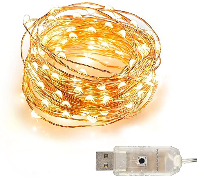 Led Fairy Lights, Makion 10M 100 LED 8 Modes USB Operated Copper Wire String Lights for Home Party Birthday Garden Festival Wedding Christmas Indoor Outdoor Use(Warm White)