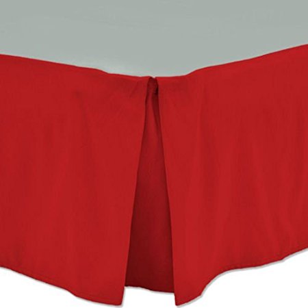 Crescent Bedding Pleated Bed Skirt Easy Care, Quadruple Pleated Design, Fabric Base Allows for Natural Draping, 15" Fall Covers Legs and Bed Frame (Queen, Red)