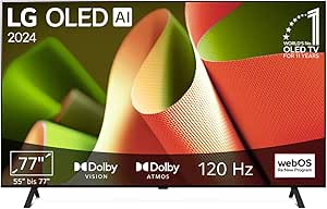 LG OLED77B4ELA TV 195 cm (77 Zoll) OLED Fernseher (α8 4K AI-Prozessor, Dolby Vision, bis zu 120Hz) [Modelljahr 2024]