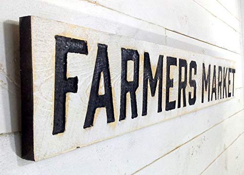 Large FARMERS MARKET Sign Horizontal 55"x8"- Carved in Cypress Lumber
