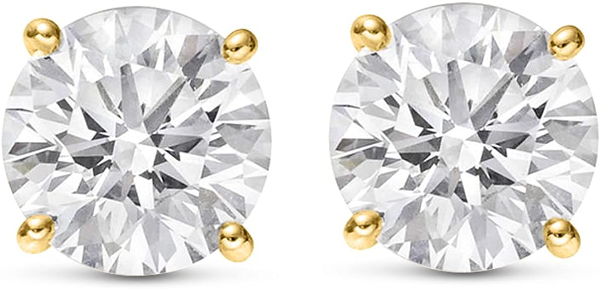 1/4-2 Carat Total Weight GIA Certified Round Diamond Stud Earrings 4 Prong Push Back (D-E Color VS1-VS2 Clarity)