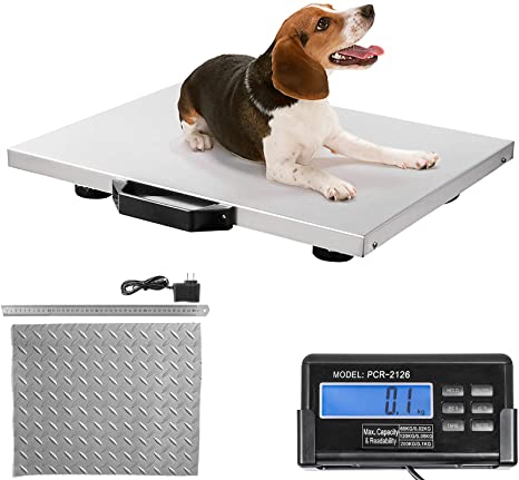 Happybuy Digital Livestock Scale 400Lbs x 0.2Lbs, Pet Vet Scale Large Platform 20.5x16.5 Inch, Stainless Steel Industrial Floor Scale Postal, Shipping Scale, Pig Scale, Dog Weight Scale