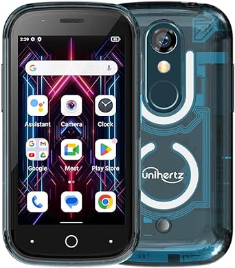 Unihertz Jelly Star, The World's Smallest 4G Android 13 Smartphone Transparent Design LED Light NFC OTG, Blue (Support T-Mobile & Verizon only)