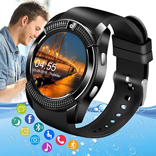 Pradory Smart Watch,Android Smartwatch Touch Screen Bluetooth Smart Watch for Android Phones Wrist Phone Watch with SIM Card Slot & Camera,Waterproof Sports Fitness Watch Tracker for Men Women Kids