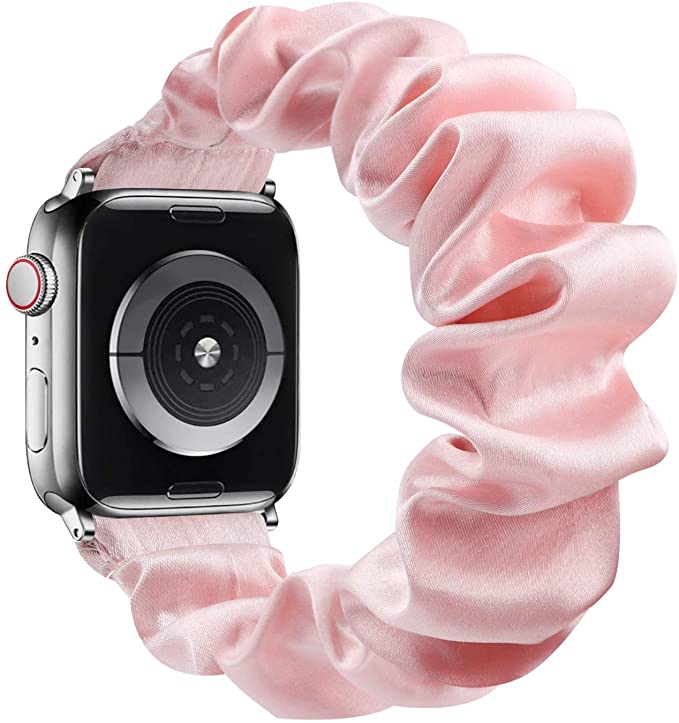 GBPOOT Adjustable Scrunchies Solo Loop Compatible with Apple Watch Bands 38mm 40mm 41mm 42mm 44mm 45mm, Stretchy Cloth Pattern Printed Women Elastic Scrunchy Band for iWatch Series 7/SE/6/5/4/3/2/1