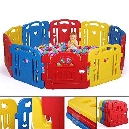 JAXPETY Baby Playpen Kids 10 Panel Safety Play Fence Center Yard Home Indoor/Outdoor New Pen