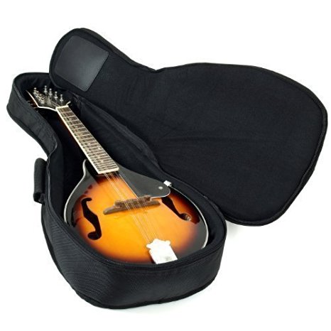 Hola! Heavy Duty A & F Style Mandolin Gig Bag (Soft Case) with 15mm Padding, Black
