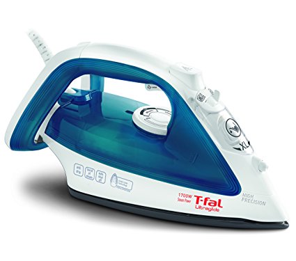 T-fal FV4017 Ultraglide Non-Stick and Scratch Resistant Durilium Ceramic Soleplate Steam Iron with Anti-Drip and Auto-off System, 1700W, Blue