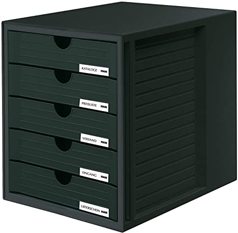 HAN 1450-13, SYSTEMBOX drawer set. Innovative, attractive design with 5 closed drawers, black