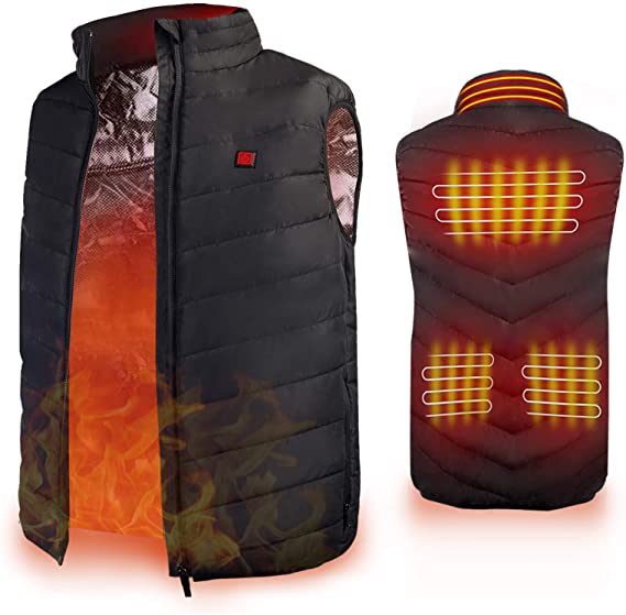 AiBast Heated Vest, Outdoor Heated Vest, with Ppgraded Plus Velvet Insulation Material, Unique Neck Heating, Fast Heating, USB Charging Mode, Washable (Not Including Battery)