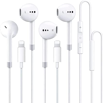 2 Pack -Apple Earbuds/iPhone Headphones/Wired Earphones/Lightning [Apple MFi Certified] Built-in Microphone & Volume Control Compatible with iPhone 14/13/12/11/X/XR/XS/8/7, Support All iOS System