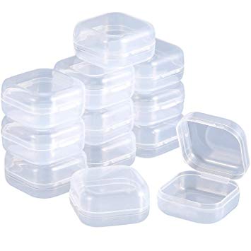 SATINIOR 12 Pack Clear Plastic Beads Storage Containers Box with Hinged Lid for Beads and More(1.37 x 1.37 x 0.7 Inch)