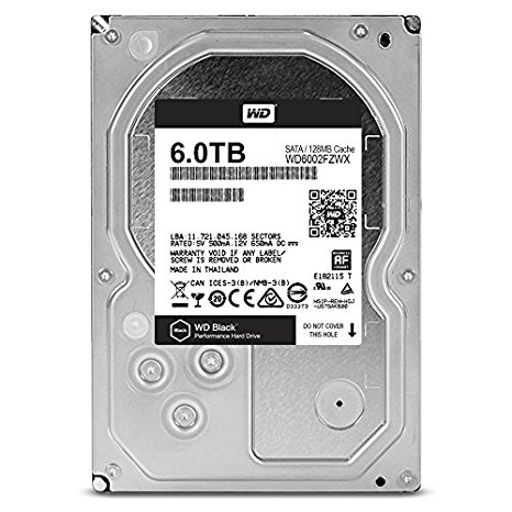 WD Black 6TB Performance Desktop Hard Disk Drive - 7200 RPM SATA 6 Gb/s 128MB Cache 3.5 Inch - WD6002FZWX