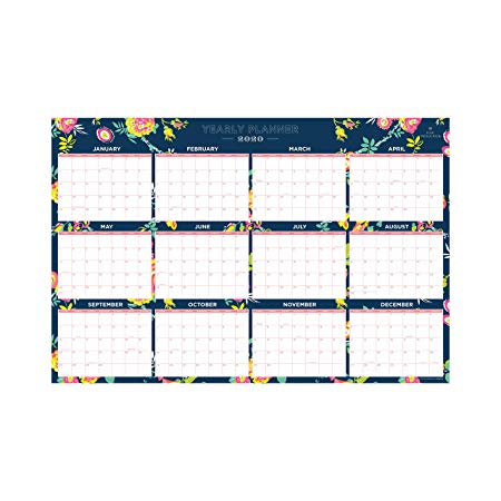Day Designer for Blue Sky 2020 Laminated Erasable Wall Calendar, January 2020 - December 2020, Double Sided, 36" x 24", Peyton Navy