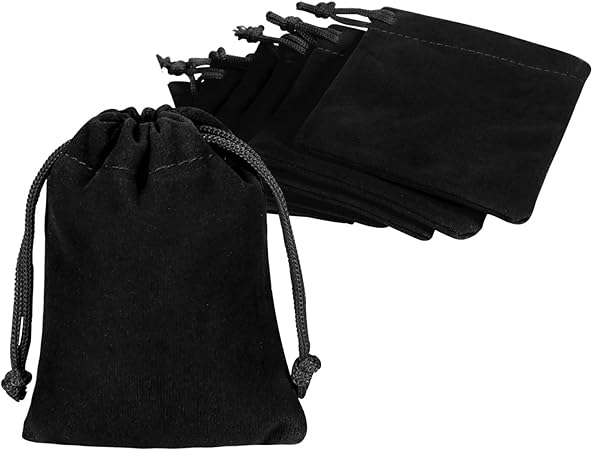 Shintop Velvet Drawstring Bags,10pcs Velvet Pouches for Jewelry Gift Packaging (Black)