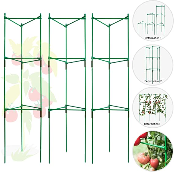 FANSRON Tomato Cages and Supports Deformable Multi-Functional Tomato Trellis Assembled Garden Stakes Climbing Plant Support 3 Pack
