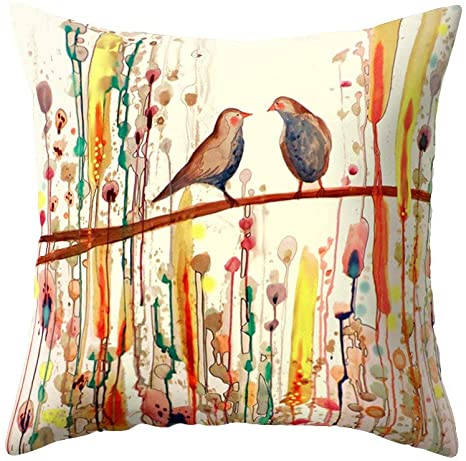 wintefei Win Bird Flower Pillow Case Bed Sofa Living Room Decor Throw Cushion Cover? - 2#
