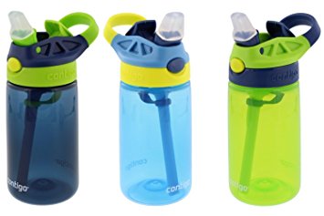 Contigo Kids Autospout Gizmo Water Bottles, 14oz (Nautical, School Boy, Granny Smith)