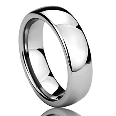 6MM Stainless Steel Mens Womens Rings High Polished Classy Domed Comfort Fit Wedding Bands