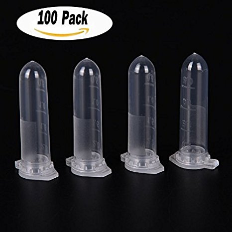 Centrifuge Tubes, Buytra 100 Pack 2ml Polypropylene Mirco Centrifuge Tubes with Snap Cap for Sample Storage Container, No-Leak
