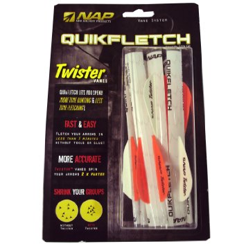 New Archery Products 6-Pack 2-Inch Quickfletch Twister Vanes (White/Orange)