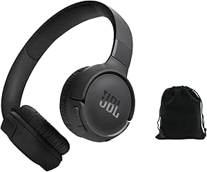 JBL Tune 525BT Wireless Over-Ear Headphones – Experience Deep Bass and Seamless Connectivity - 57H Battery Life - Speed Charge - Bluetooth 5.3 - Includes Storage Pouch, Black, Tune525BT-Pouch