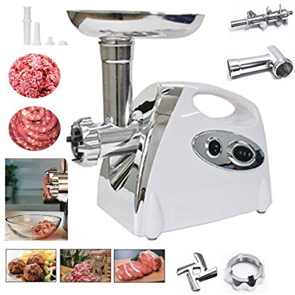 Ammiy® Electric Meat Mincer Grinder and Sausage Maker,Powerful 2800 Watt Copper Motor (White)