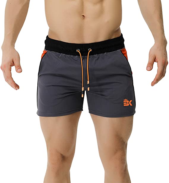 BROKIG Men's 5" Bodybuilding Gym Shorts,Workout Running Lightweight Shorts with Zip-Pockets