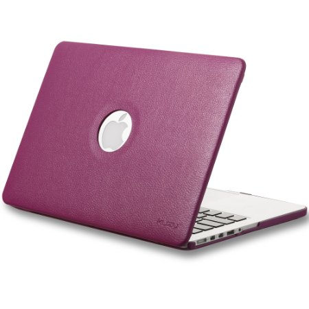 Kuzy - Retina 13-Inch MAGENTA LEATHER Hard Case for MacBook Pro 13.3" with Retina Display A1502 / A1425 (NEWEST VERSION) Shell Cover Leatherette - MAGENTA