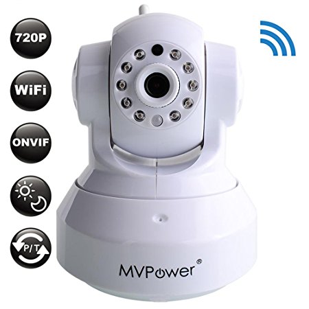 MVPower 1280x720P HD Wireless IP Camera for Home Security, WIFI/Network, Video Monitoring, Surveillance, plug/play, Pan/Tilt with Night Vision, Motion Detection, Mobile Remote Viewing Function,White