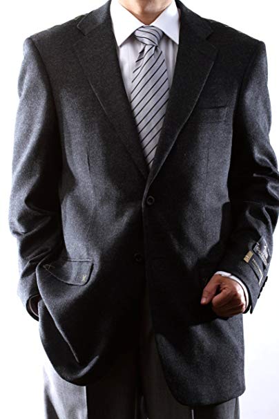 Prontomoda Men's 2 Button Luxury Wool Cashmere Charcoal Sport Coat