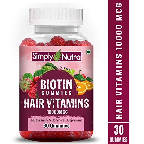 Simply Nutra Hair Vitamin Gummies with Biotin 10000mcg Serve - 30 Count (1)