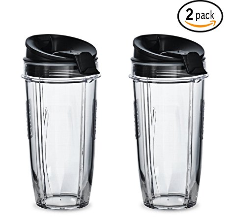 Nutri Ninja 24 oz Tritan Cups with Sip & Seal Lids. Compatible with BL480, BL490, BL640, & BL680 Auto IQ Series Blenders (Pack of 2)