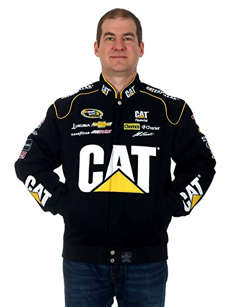 JH Design Jeff Burton Caterpillar Racing Nascar Jacket a Black Jacket for Men