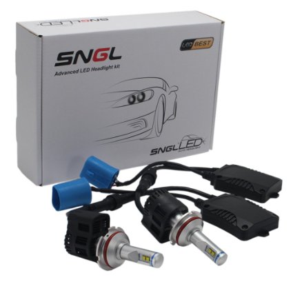 SNGL® Super Bright LED Headlight Bulbs - Adjustable Focus Length Conversion Kit - 9007 (HB5) - 110w 10,400Lm 6000K Cool White - 2 Yr Warranty