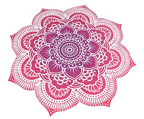 USATDD Large Round Beach Towel Mandala Tapestry Lotus Flower Shape Outdoor Roundie Hippie Gypsy Boho Throw Towel Tablecloth Hanging Yoga Mat (Red)