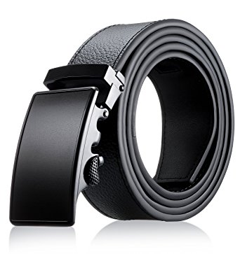 Men’s Genuine Leather Belt- Ratchet Black Dress Belts for Men with Automatic Buckle.