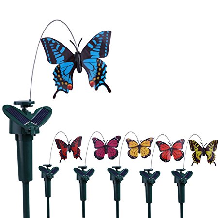 Vktech® Solar Powered Flying Fluttering Hummingbird Flying Birds/Butterfly Color At Random (Flying Butterfly)