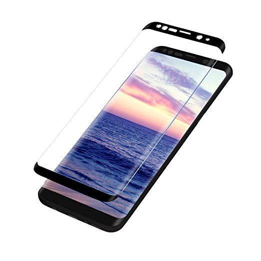 Galaxy S8 Screen Protector Galaxy S8 Screen Tempered Glass HD Clear Protective Film, Topcanyon Tempered Glass 3D Arc Face, 9H Hardness, [Case Friendly] [Full Coverage] For Samsung Galaxy S8 (Black)
