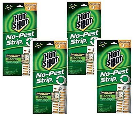 (4 Pack) Hot Shot No Pest Strip Unscented Hanging Vapor Insect Repellent