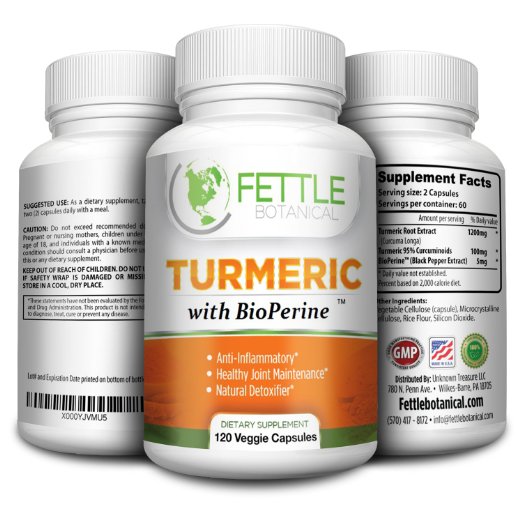 Tumeric Curcumin with Bioperine 1300mg Daily Dose 120 Caps Black Pepper Extract Piperine Tumerics Turmeric Supplements Natural Antioxidant Veggie Capsules